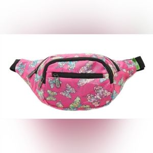 Eco Chic Waterproof Foldable Fanny Bag 100% RPET Material Fuchsia Butterfly